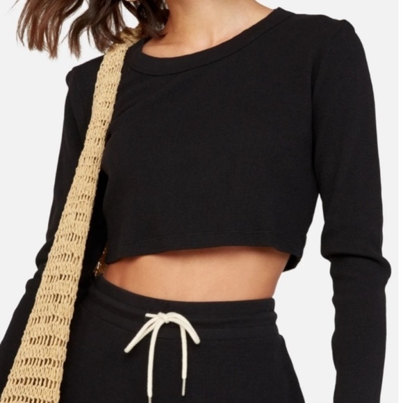 MATE the label thermal black crop SEDONA long sleeve top - Picture 1 of 6